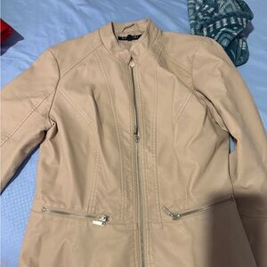 Baccini Women's Cream Leather Jacket